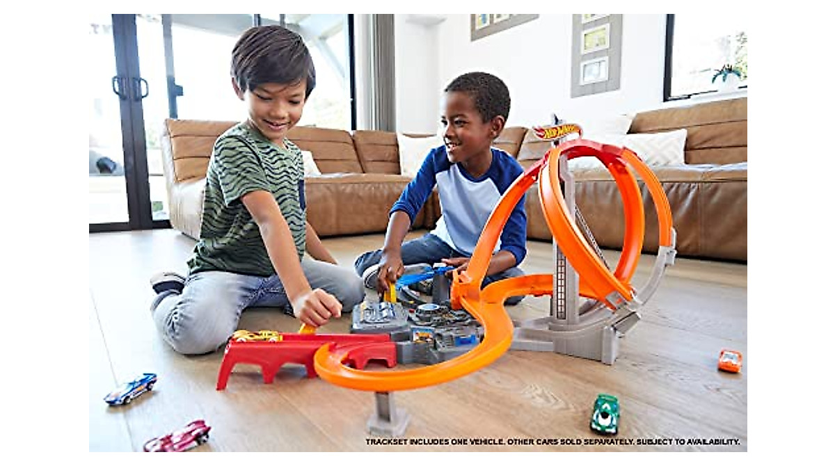 Hot Wheels Spin Storm Track Set Motorized Racing Fun