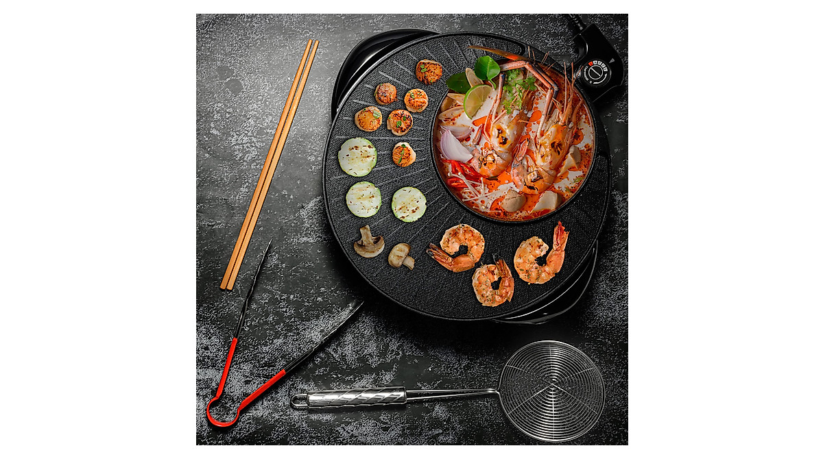 OVENTE Electric Hot Pot Grill Combo Perfect For Asian Cuisine