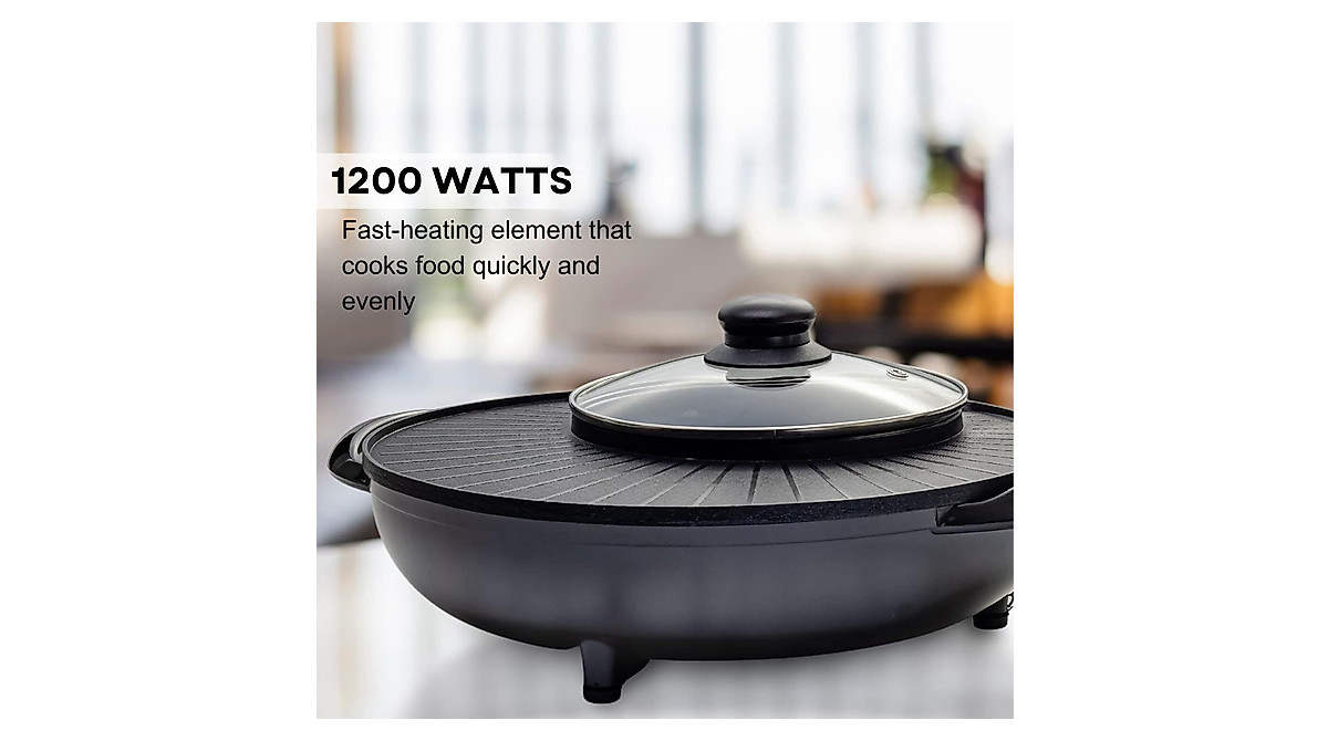 OVENTE Electric Hot Pot Grill Combo Perfect For Asian Cuisine