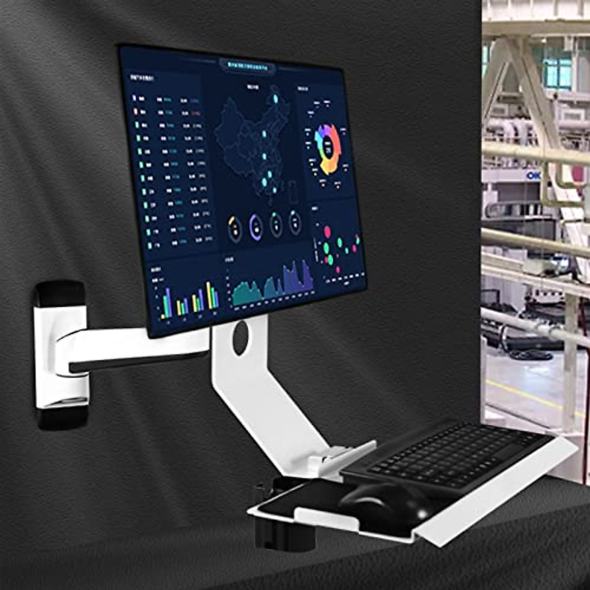 JKXWX Adjustable Wall Mount Monitor Arm - Ergonomic Workspace