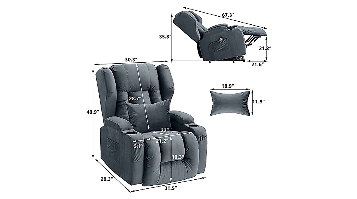 SAMERY Lift Chair Recliner with Massage & Heat for Seniors