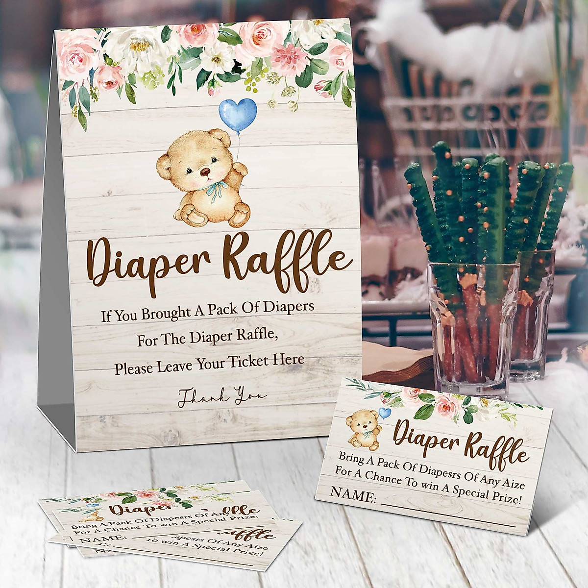 Baby Shower Diaper Raffle Tickets & Sign Kit