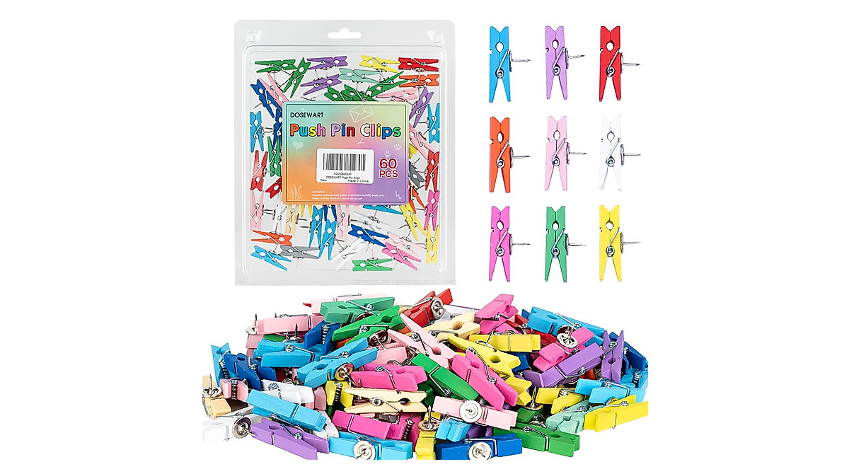 Colorful Push Pin Clips for Cork Boards - 50 Pack for Home & Office