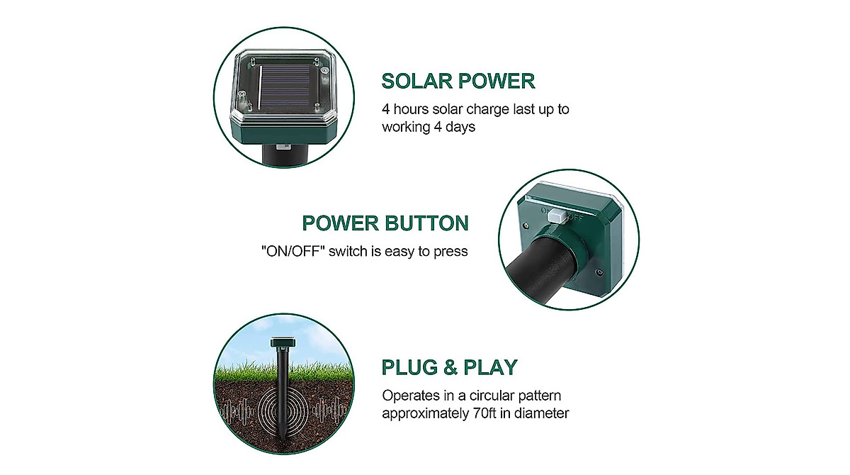 Ultrasonic Solar Gopher Repellent - 2-Pack Easy Setup