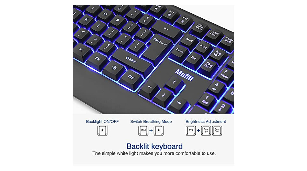 Mafiti Wired USB Backlit Keyboard - Comfortable Typing