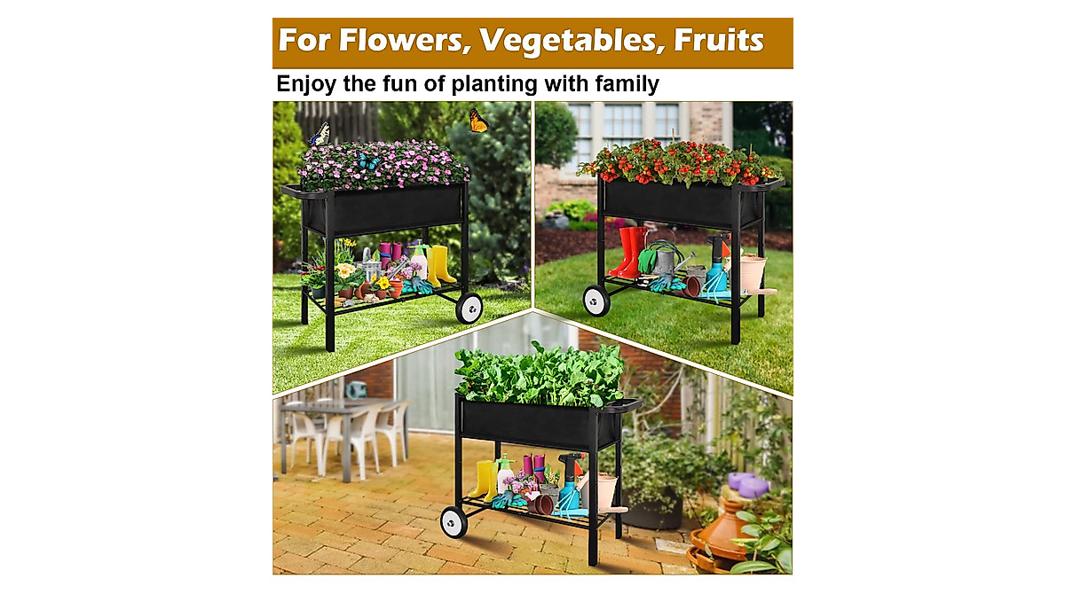 Koutemie Outdoor Raised Planter Box with Legs for Gardening