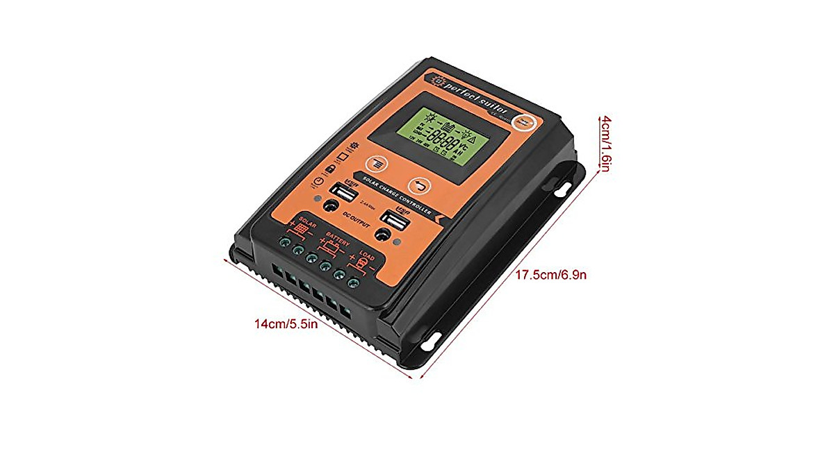 Intelligent PWM Solar Charge Controller with Dual USB LCD
