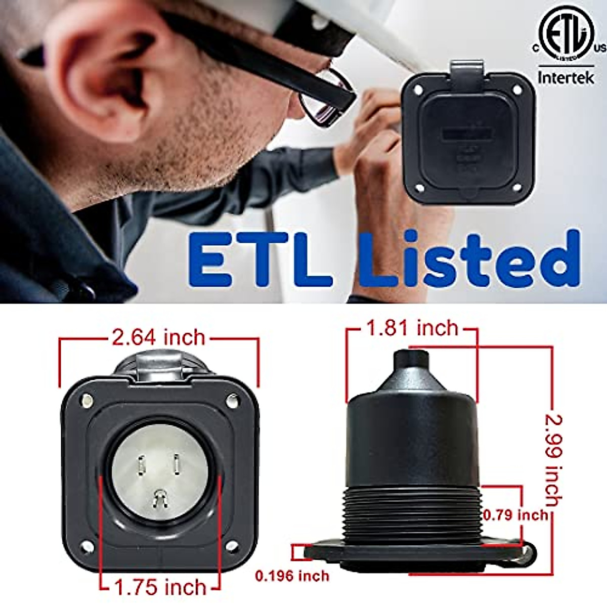 Sintron 15 Amp Flanged Inlet - Durable & Weatherproof