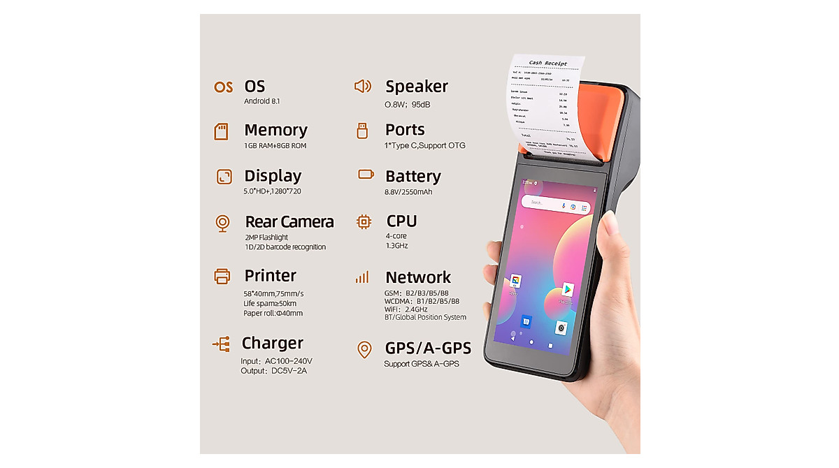 Handheld Android POS Printer | Barcode Scanner & PDA Terminal