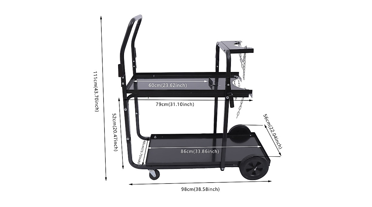 Heavy Duty 2-Tier Welding Cart with Dual Cylinder Rack | Portable & Mobile