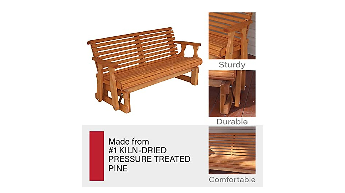 Heavy Duty Amish Porch Glider - 800 Lb Capacity & Cedar Finish