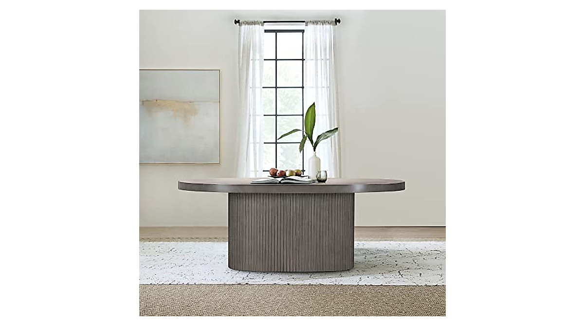 Armen Living Wave Oval Dining Table - Modern Grey Concrete