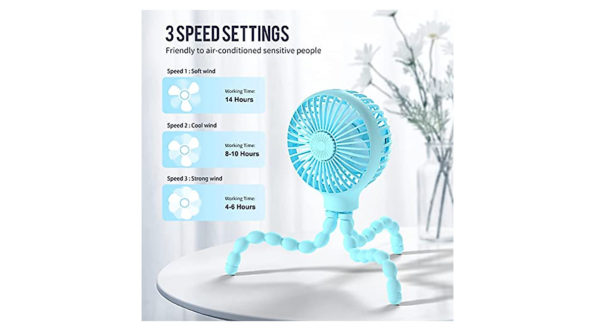 Stroller Fan: Portable, Quiet, LED Light & Aromatherapy