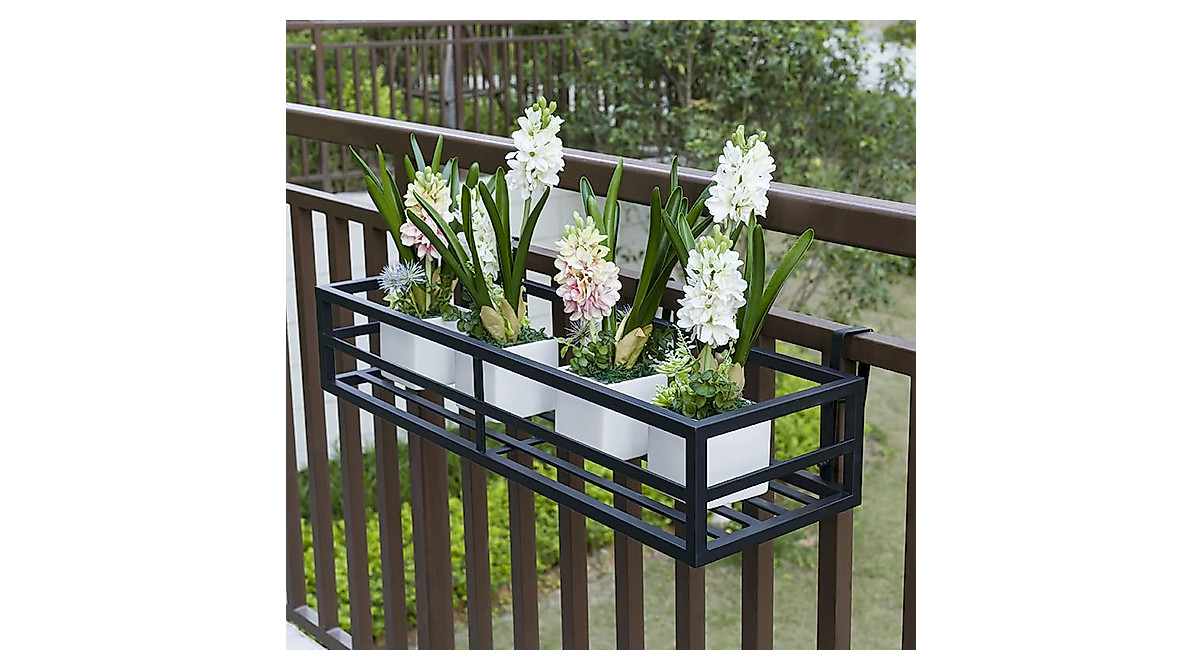 Stylish 31.5-inch Iron Hanging Flower Rack for Balconies & Gardens