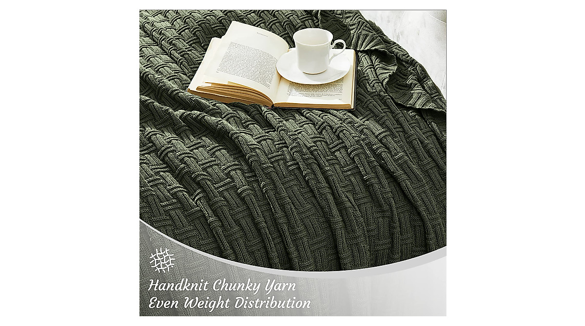 TREELY 100% Cotton Knitted Throw Blanket - Soft & Cozy