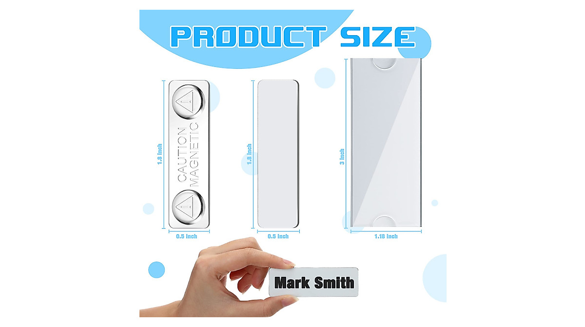 Custom Magnetic Name Tags Kit - 20 Clear Holders