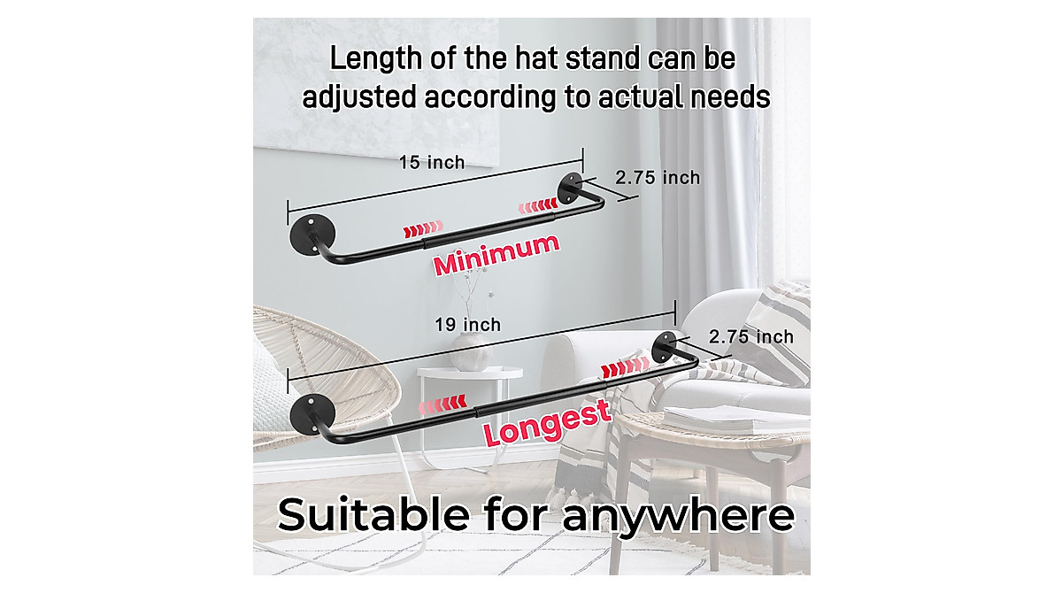 Yiiwinwy Hat Organizer – Adjustable Wall Mount Rack for Baseball Caps