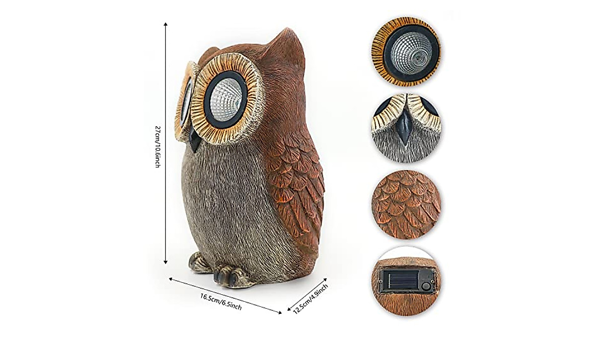 Charming Outdoor Owl Garden Statue with Solar Lights | DKJOCKY