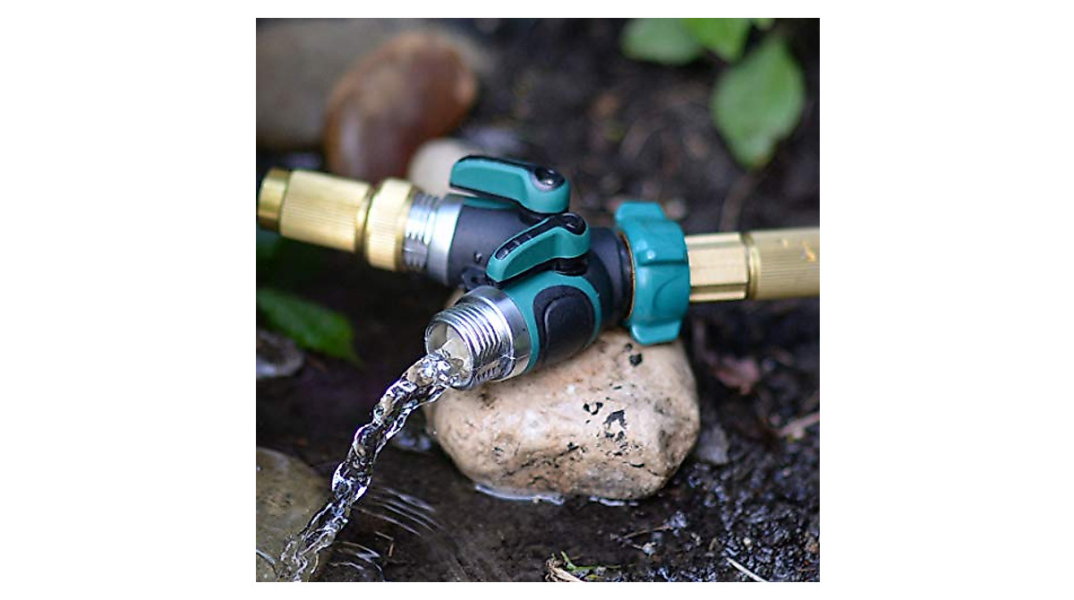 Riemex Metal Garden Hose Splitter - Easy Connect, 2 Way Water Flow