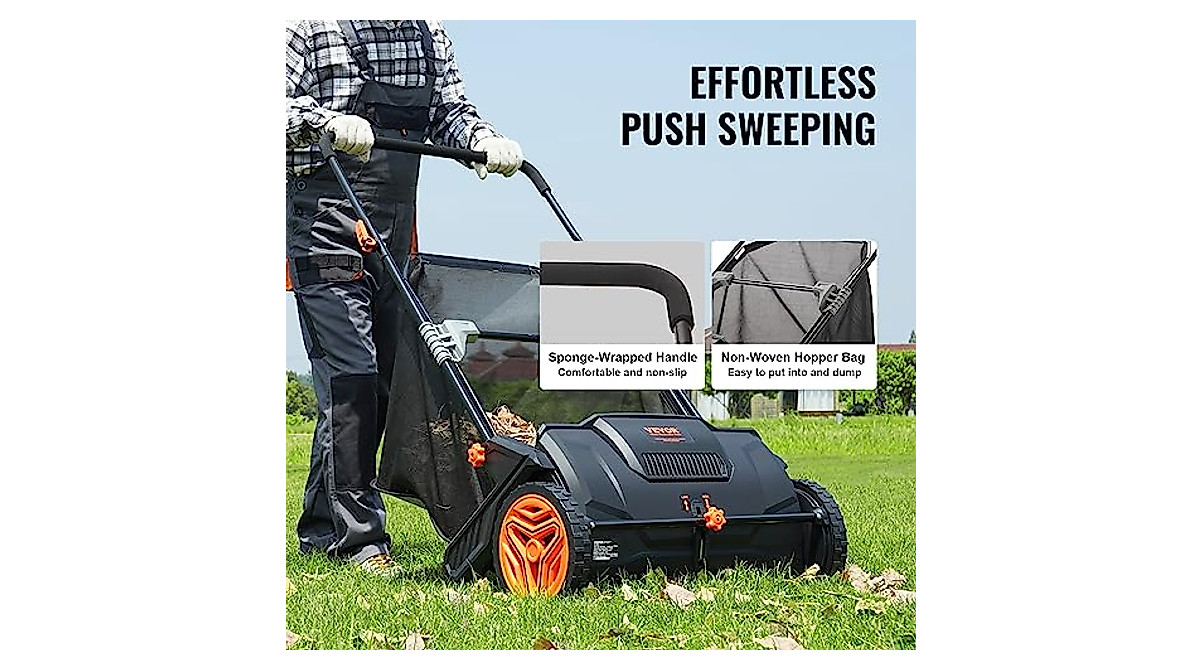 VEVOR 21-Inch Push Lawn Sweeper for Easy Yard Cleanup