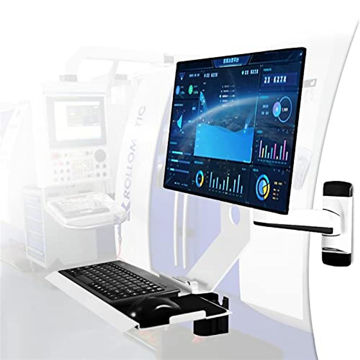 JKXWX Adjustable Wall Mount Monitor Arm - Ergonomic Workspace