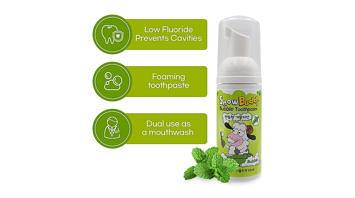 SnowBuddy Foam Toothpaste for Kids - Mint Flavor