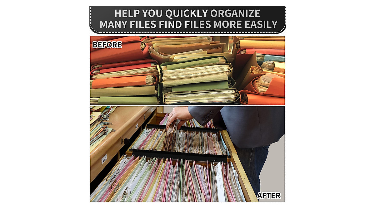 Peryiter Black Hanging File Rails for Cabinet Organization