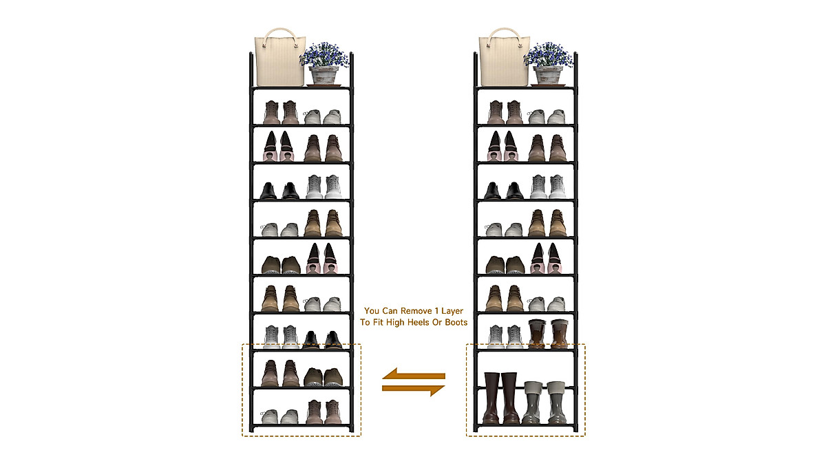 Buy Barsone 10-Tier Shoe Rack - Space Saving & Adjustable Storage