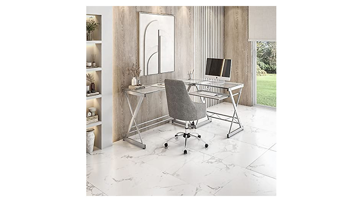 Techni Mobili L Shaped Desk with Keyboard Tray - Modern Home Office Desk