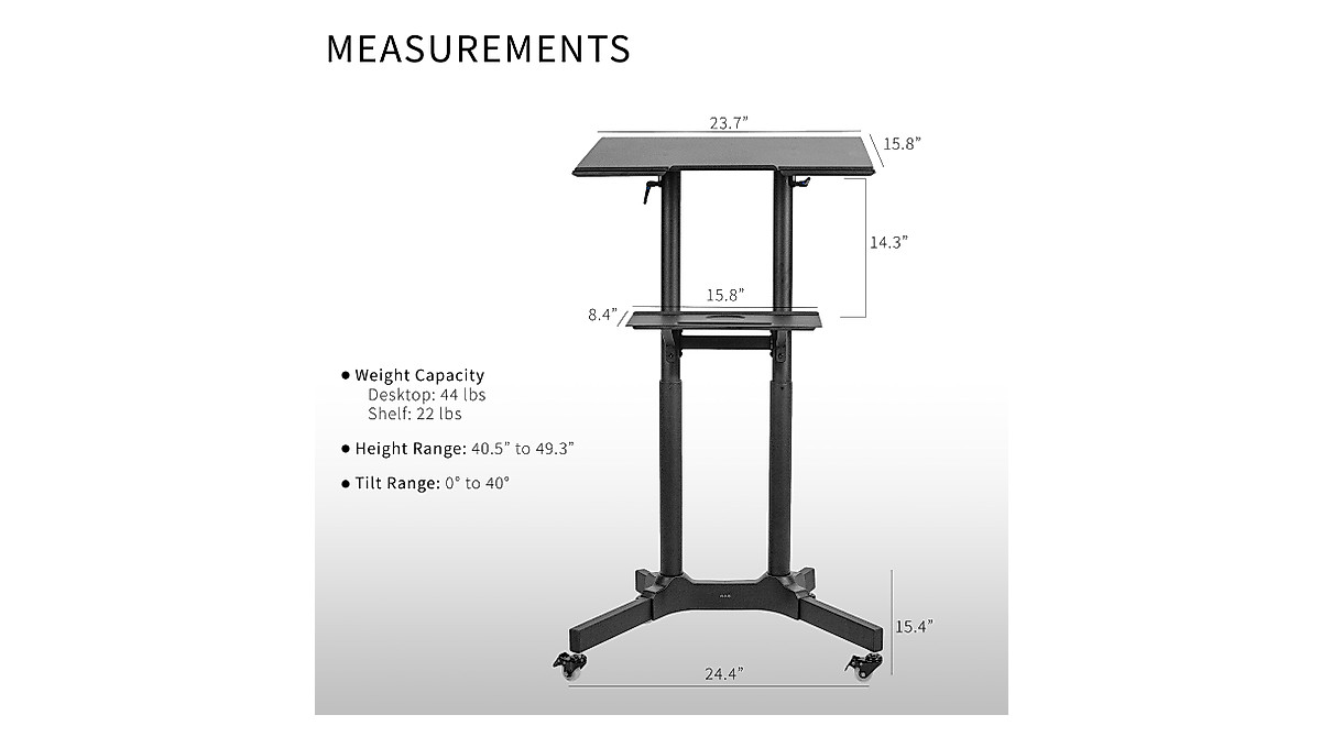 VIVO Mobile Adjustable Podium & Laptop Desk - Ergonomic & Durable