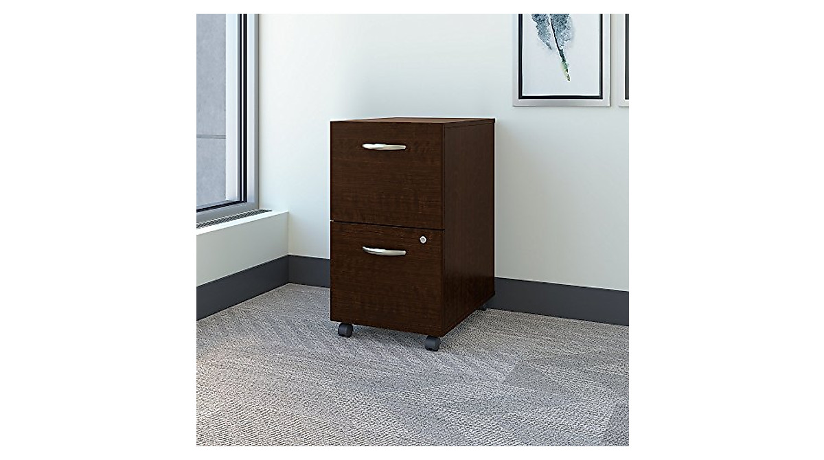 Bush Series C Mobile File Cabinet - Secure & Mobility in Mocha Cherry