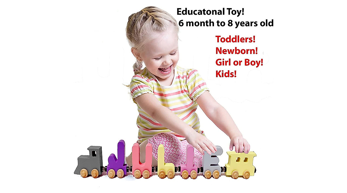 BUSY PUZZLE Personalized Wooden Name Alphabet Train