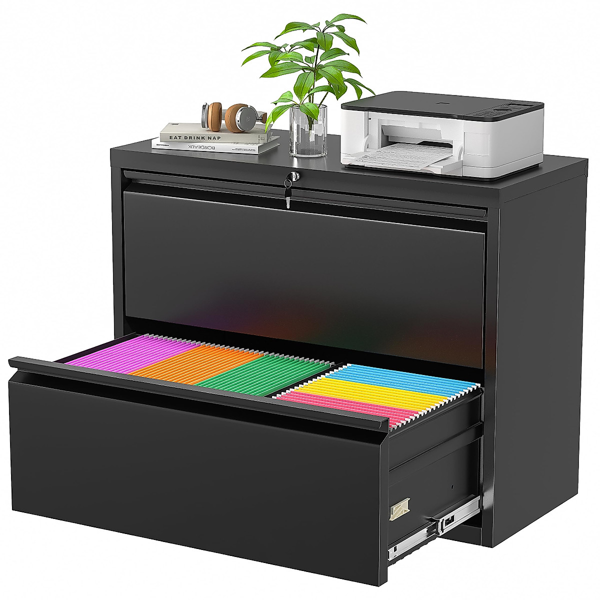 Superday Lockable Metal File Cabinet - 2 Drawers for Home & Office
