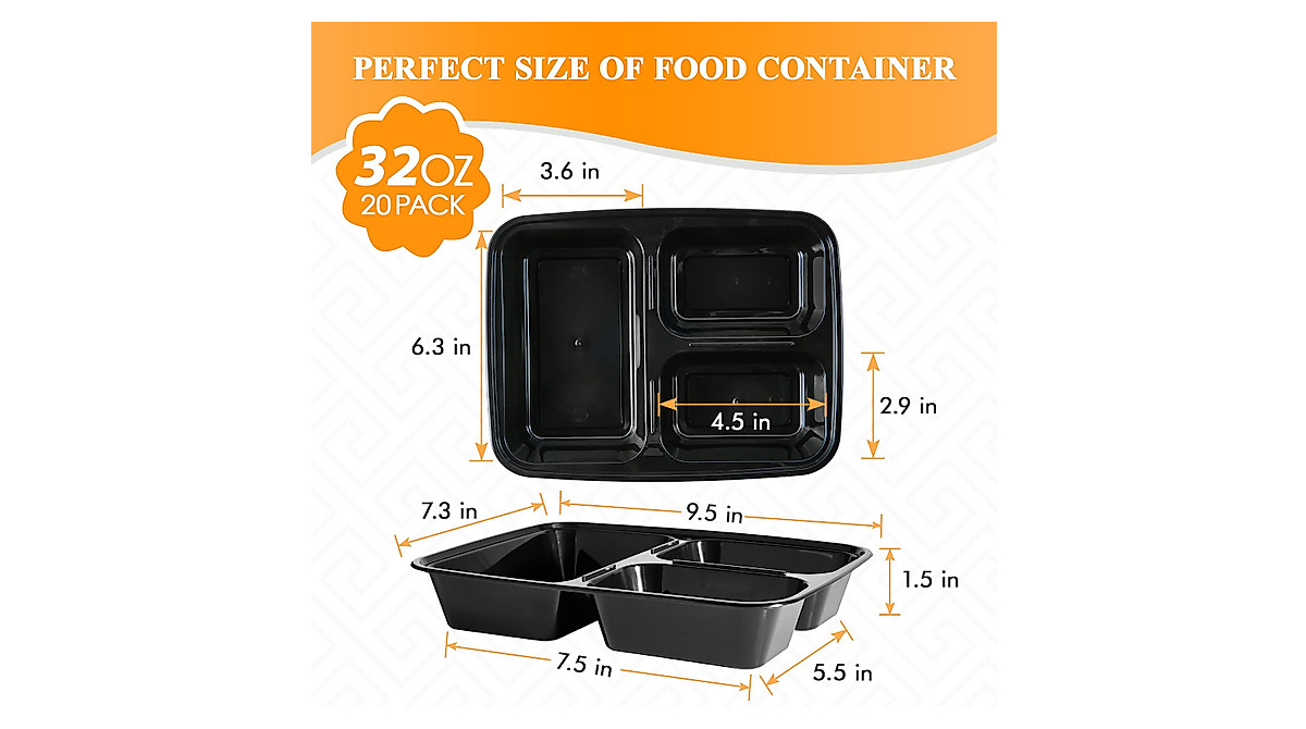 MUCHII 32 oz Meal Prep Containers - 20 Pack for On-the-Go
