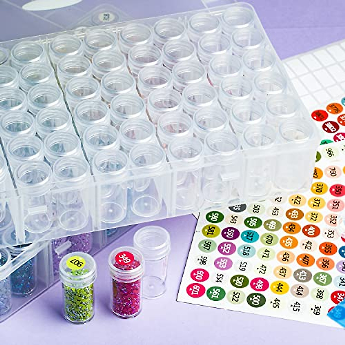 Diamond Painting Storage Jars - 2 Packs 60 Jars + Labels