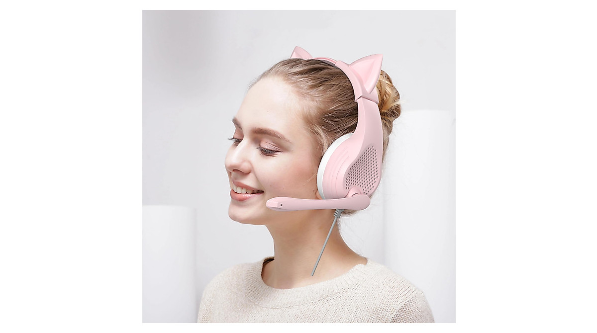 Emonoo Pink Gaming Headset with Microphone for PC and Consoles