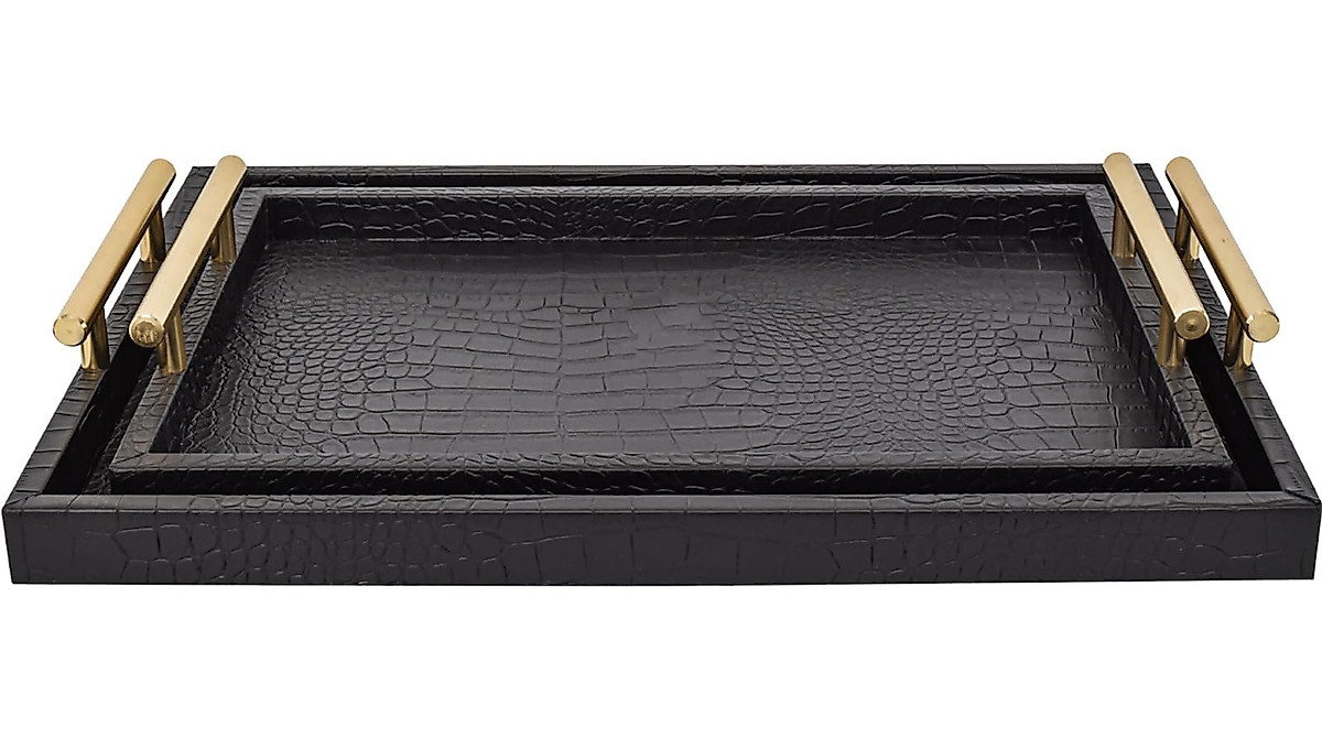 MACVAD Modern Silver Crocodile Serving & Decorative Trays