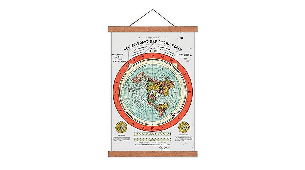 AlexArt Flat Earth Map - Unique Vintage Cartography Wall Art