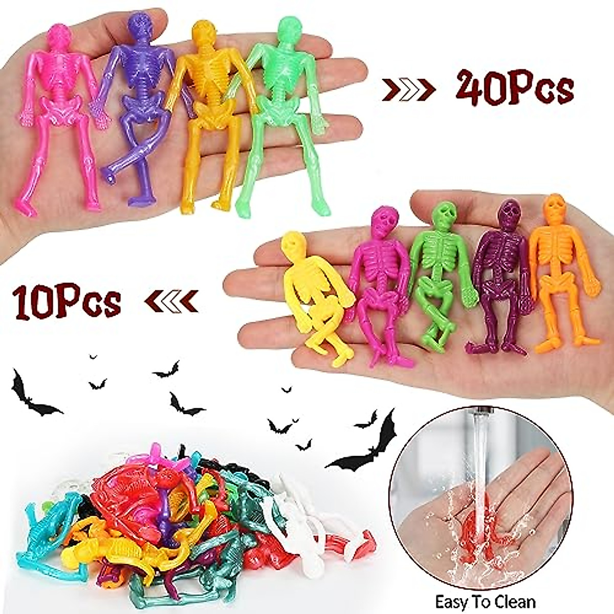 Halloween Stretchy Skeleton Toys - 50 Pcs Kids Party Favors