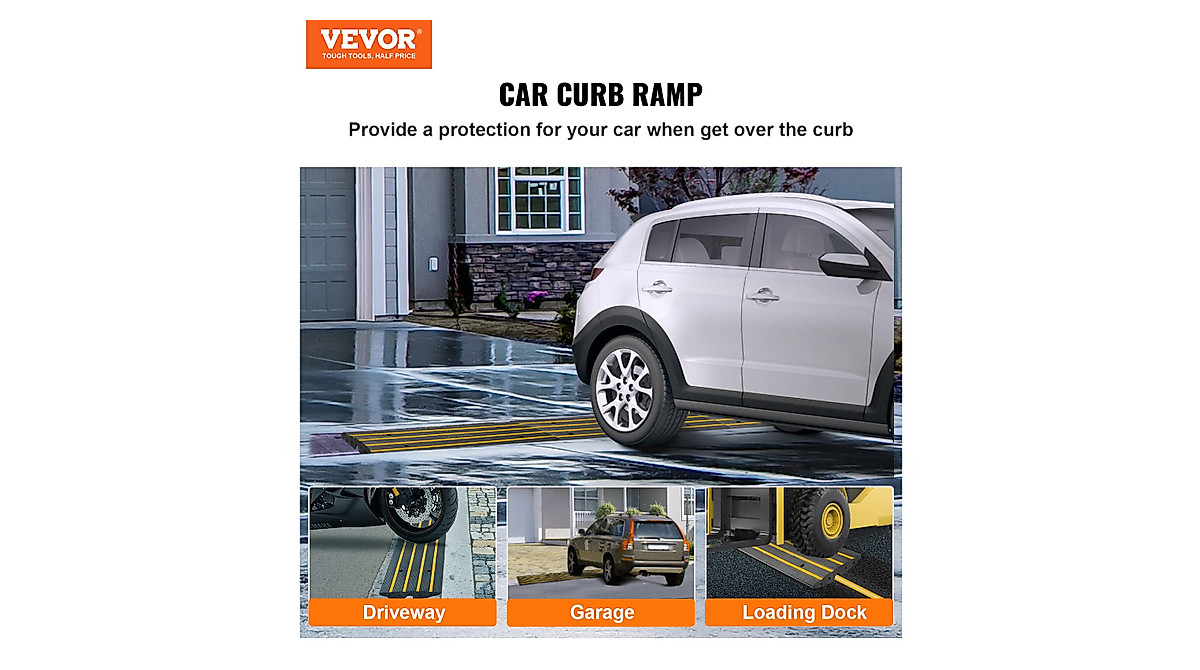 Heavy Duty Rubber Curb Ramp | 33K lbs Capacity