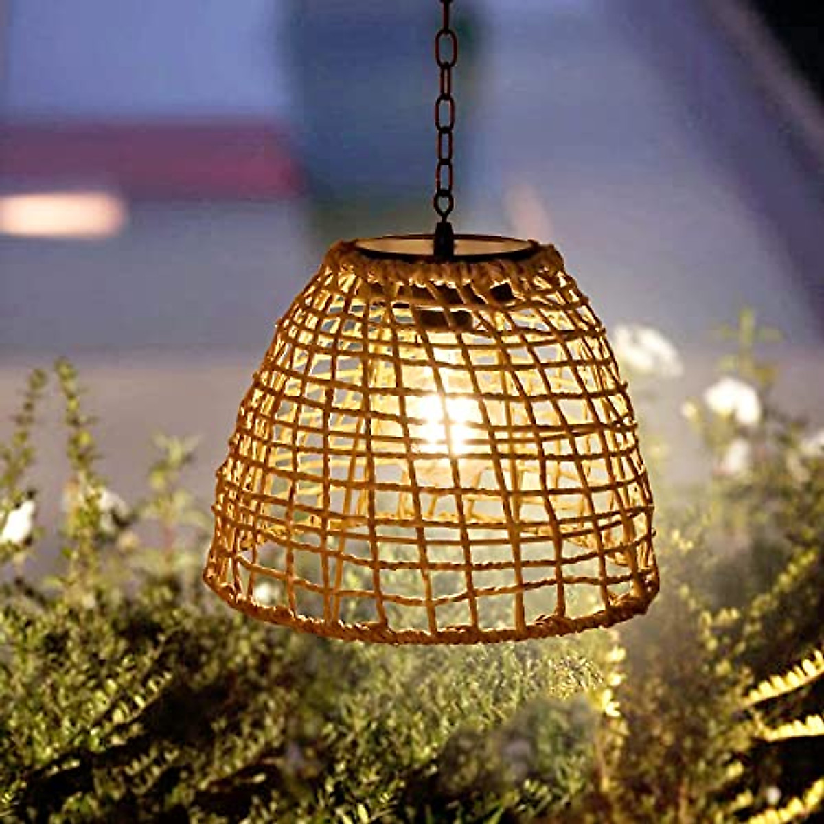 Solar Rattan Pendant Lights - Bohemian Outdoor Fixture