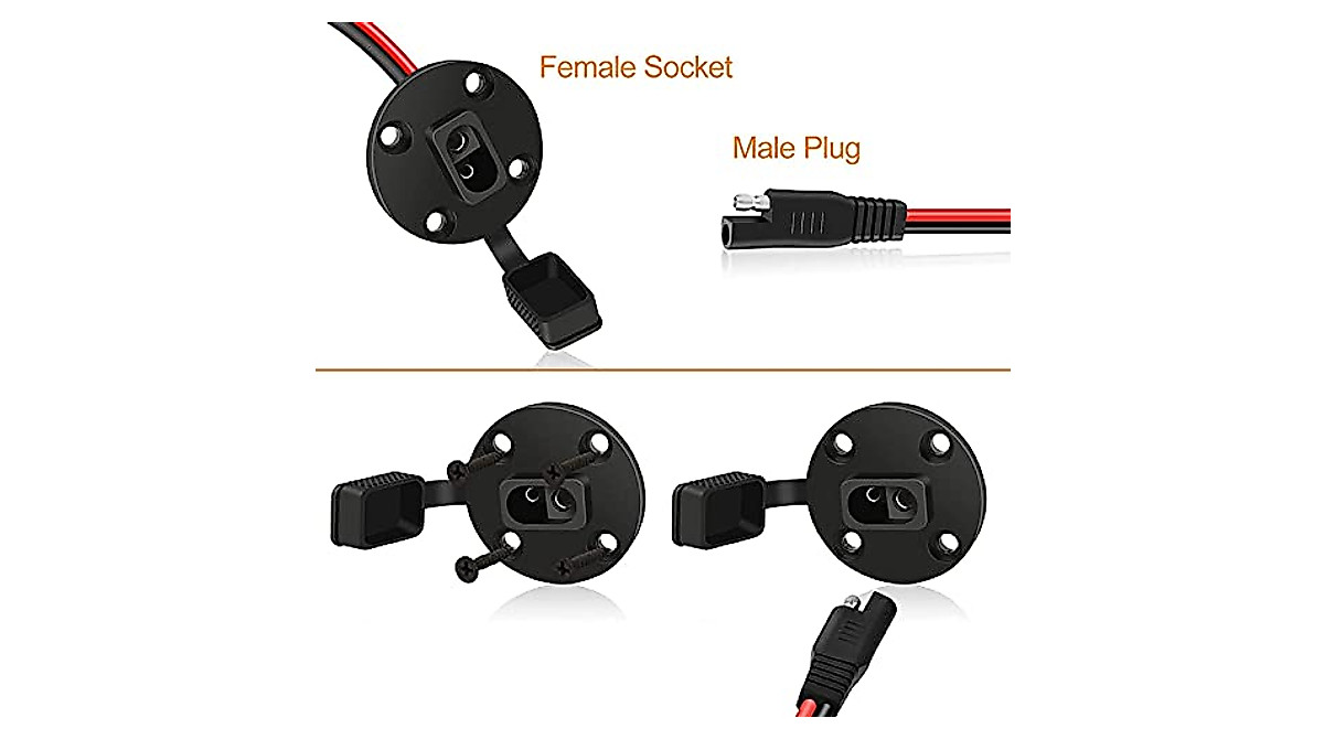 2 Pack SAE Power Socket Sidewall Port - Weatherproof SAE Connectors