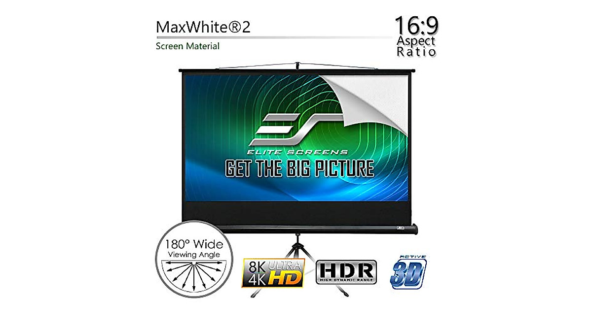 Elite Screens 60-Inch Tripod Projector Screen for 4K & 3D Viewing