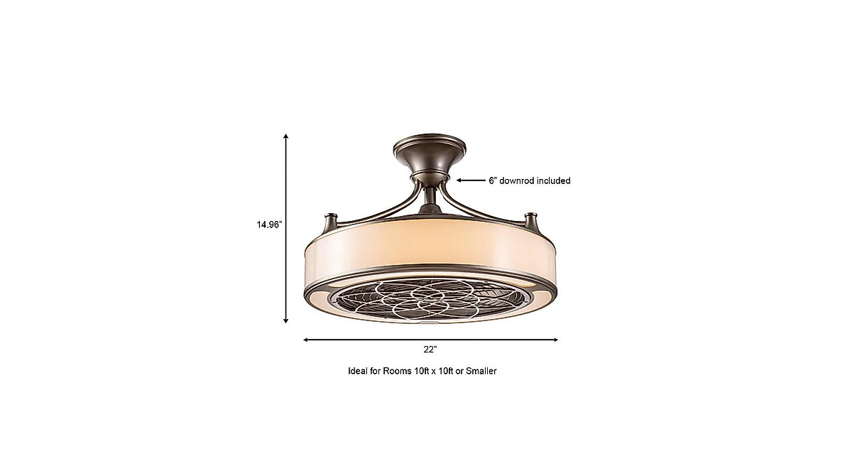 Windara 22 in. LED Ceiling Fan with Light & Remote | Brushed Nickel