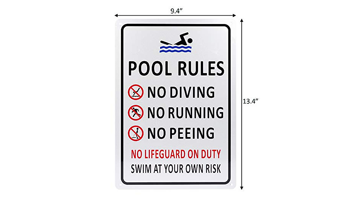 Kichwit Pool Rules Sign - Weather-Resistant Aluminum Sign for Outdoor Pools