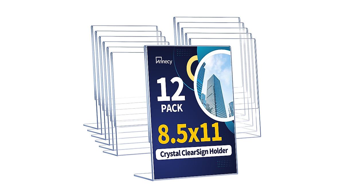 Clear Sign Holder 8.5x11 - 12 Pack for Your Display