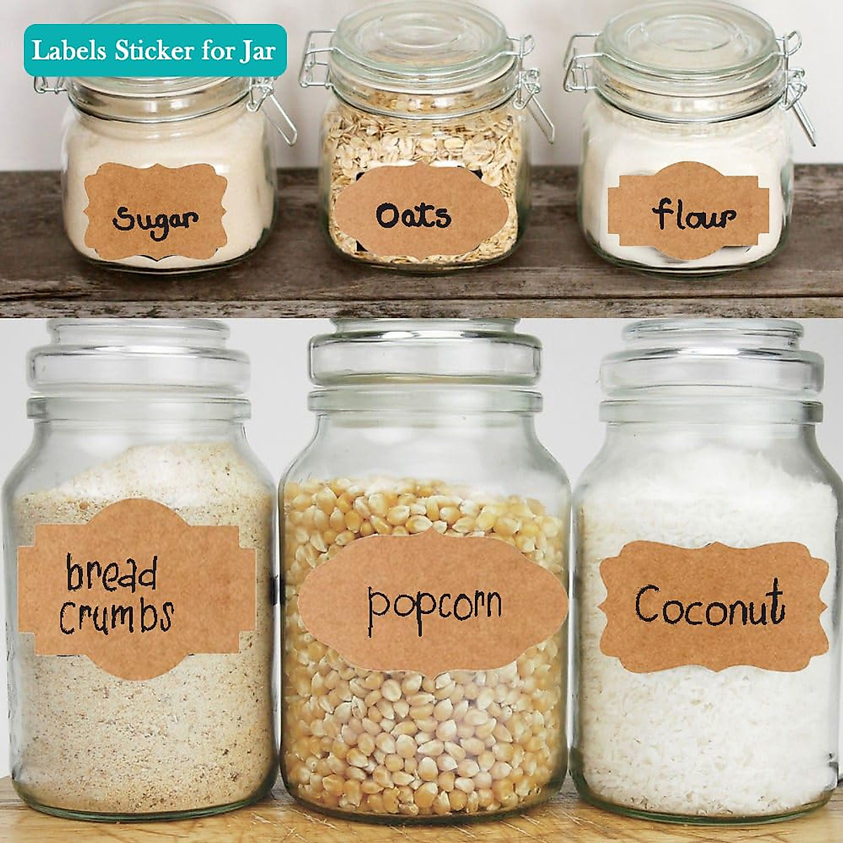 300 Self-Adhesive Kraft Jar Labels for Storage & Crafts