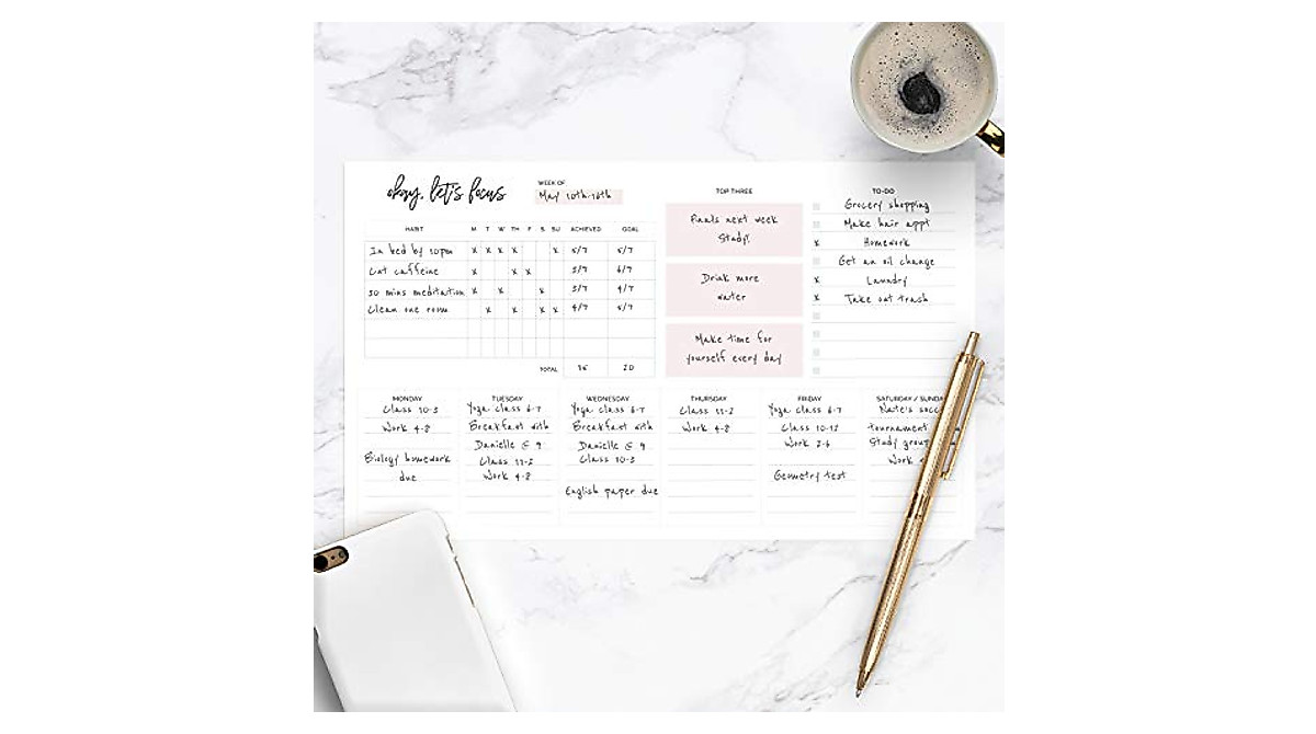 Weekly Planner Sticky Notepad - Repositionable Habit Tracker 10