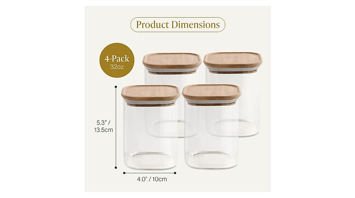 Bloom & Breeze Airtight Glass Pasta & Storage Containers Pack of 4