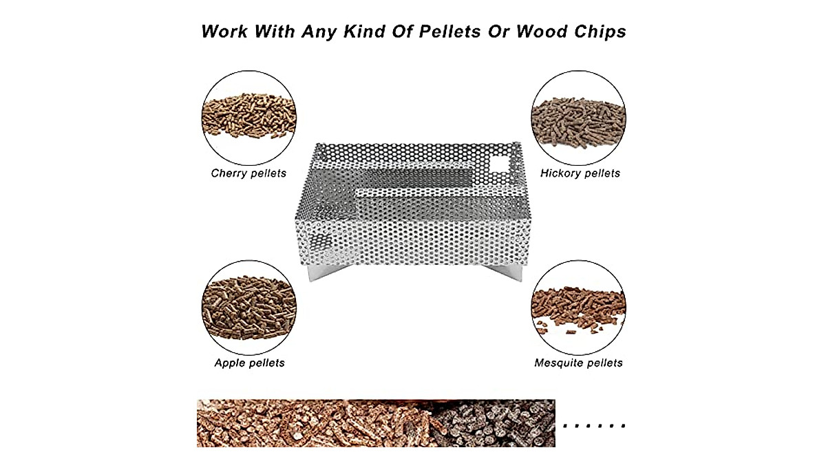 Lnrueg Smoker Tray – Edelstahl-Rauchgenerator (20x13 Cm) Für Pellets, 12 Std. Brenndauer, Rutschfest – Für Grill & Smoker